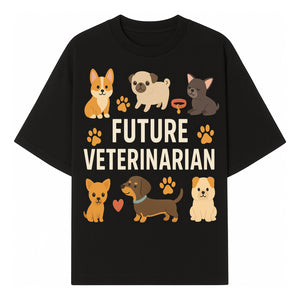 Future Veterinarian Dog Lover Cute Illustration for Kids - Animal Themed Art Print with Adorable Puppies and Paw Prints - T-shirt 1758347417976.jpg