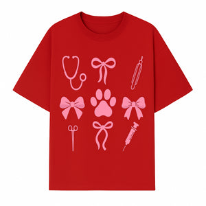 Pink Veterinary Theme Clipart | Pet Care Stethoscope, Paw Prints, Syringe & Bows | Cute Digital Graphics for Animal Lovers - T-shirt 1758347418074.jpg
