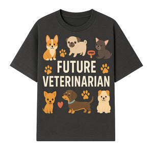 Future Veterinarian Dog Lover Cute Illustration for Kids - Animal Themed Art Print with Adorable Puppies and Paw Prints - T-shirt 1758347418102.jpg