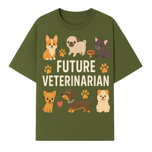 Future Veterinarian Dog Lover Cute Illustration for Kids - Animal Themed Art Print with Adorable Puppies and Paw Prints - T-shirt 1758347418235.jpg