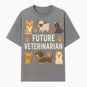 Future Veterinarian Dog Lover Cute Illustration for Kids - Animal Themed Art Print with Adorable Puppies and Paw Prints - T-shirt 1758347418360.jpg
