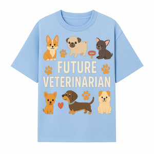 Future Veterinarian Dog Lover Cute Illustration for Kids - Animal Themed Art Print with Adorable Puppies and Paw Prints - T-shirt 1758347418492.jpg