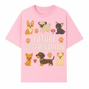 Future Veterinarian Dog Lover Cute Illustration for Kids - Animal Themed Art Print with Adorable Puppies and Paw Prints - T-shirt 1758347418622.jpg