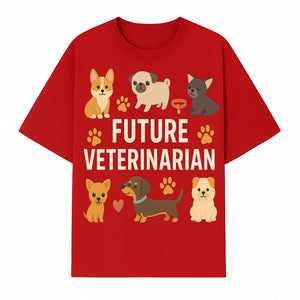 Future Veterinarian Dog Lover Cute Illustration for Kids - Animal Themed Art Print with Adorable Puppies and Paw Prints - T-shirt 1758347419011.jpg