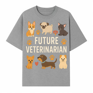 Future Veterinarian Dog Lover Cute Illustration for Kids - Animal Themed Art Print with Adorable Puppies and Paw Prints - T-shirt 1758347419142.jpg