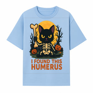 Halloween Black Cat Skeleton with Bone, I Found This Humerus Cute Pumpkin Design, Spooky Decor, Fun Trick or Treat Gift - T-shirt 1758347419181.jpg