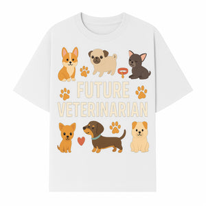Future Veterinarian Dog Lover Cute Illustration for Kids - Animal Themed Art Print with Adorable Puppies and Paw Prints - T-shirt 1758347419284.jpg