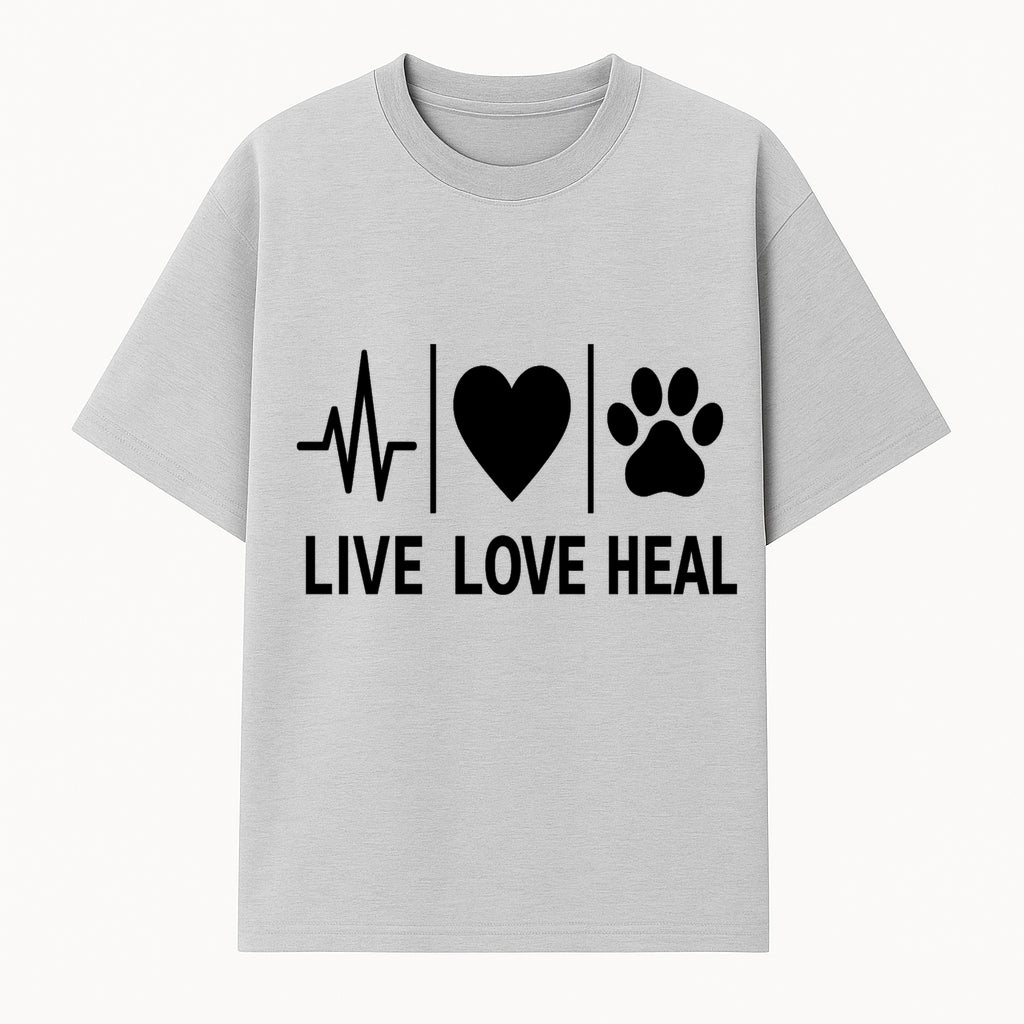 Live Love Heal Wall Art | Heartbeat Love Paw Print Inspirational Decor | Pet Lover Gift | Motivational Home Decoration - T-shirt 1758347419482.jpg
