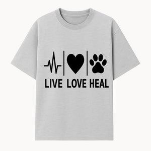 Live Love Heal Wall Art | Heartbeat Love Paw Print Inspirational Decor | Pet Lover Gift | Motivational Home Decoration - T-shirt 1758347419482.jpg
