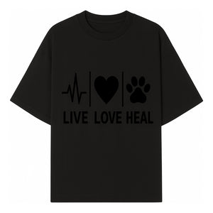 Live Love Heal Wall Art | Heartbeat Love Paw Print Inspirational Decor | Pet Lover Gift | Motivational Home Decoration - T-shirt 1758347419609.jpg