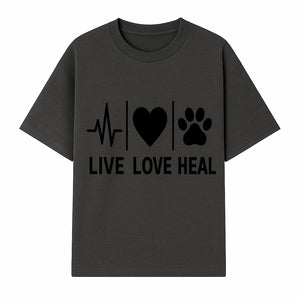 Live Love Heal Wall Art | Heartbeat Love Paw Print Inspirational Decor | Pet Lover Gift | Motivational Home Decoration - T-shirt 1758347419745.jpg