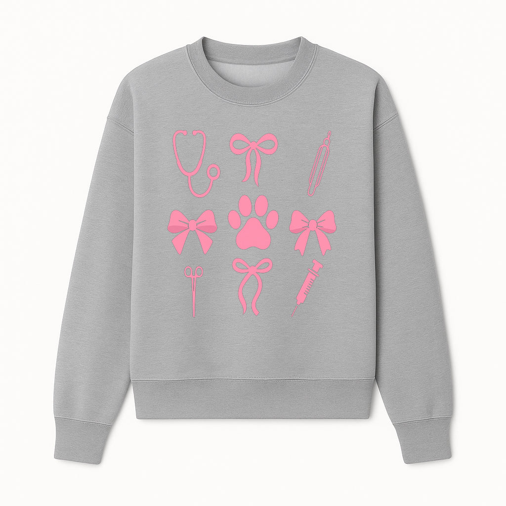 Pink Veterinary Theme Clipart | Pet Care Stethoscope, Paw Prints, Syringe & Bows | Cute Digital Graphics for Animal Lovers - Sweatshirt 1758347419767.jpg