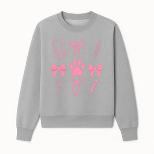 Pink Veterinary Theme Clipart | Pet Care Stethoscope, Paw Prints, Syringe & Bows | Cute Digital Graphics for Animal Lovers - Sweatshirt 1758347419767.jpg