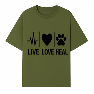 Live Love Heal Wall Art | Heartbeat Love Paw Print Inspirational Decor | Pet Lover Gift | Motivational Home Decoration - T-shirt 1758347419886.jpg