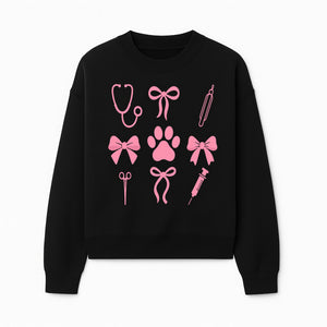 Pink Veterinary Theme Clipart | Pet Care Stethoscope, Paw Prints, Syringe & Bows | Cute Digital Graphics for Animal Lovers - Sweatshirt 1758347419892.jpg