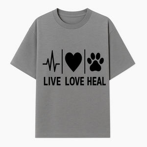 Live Love Heal Wall Art | Heartbeat Love Paw Print Inspirational Decor | Pet Lover Gift | Motivational Home Decoration - T-shirt 1758347420012.jpg