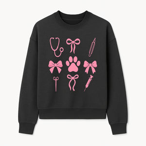 Pink Veterinary Theme Clipart | Pet Care Stethoscope, Paw Prints, Syringe & Bows | Cute Digital Graphics for Animal Lovers - Sweatshirt 1758347420018.jpg