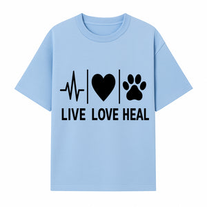 Live Love Heal Wall Art | Heartbeat Love Paw Print Inspirational Decor | Pet Lover Gift | Motivational Home Decoration - T-shirt 1758347420159.jpg