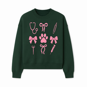 Pink Veterinary Theme Clipart | Pet Care Stethoscope, Paw Prints, Syringe & Bows | Cute Digital Graphics for Animal Lovers - Sweatshirt 1758347420162.jpg