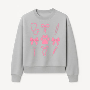 Pink Veterinary Theme Clipart | Pet Care Stethoscope, Paw Prints, Syringe & Bows | Cute Digital Graphics for Animal Lovers - Sweatshirt 1758347420308.jpg