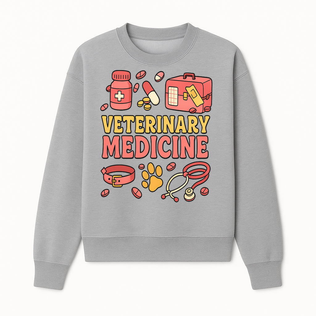 Veterinary Medicine Graphic T-Shirt | Pet Care Illustration | Animal Health Apparel | Cute Vet Theme Merchandise - Sweatshirt 1758347420387.jpg