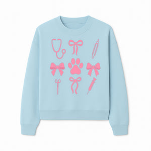 Pink Veterinary Theme Clipart | Pet Care Stethoscope, Paw Prints, Syringe & Bows | Cute Digital Graphics for Animal Lovers - Sweatshirt 1758347420439.jpg