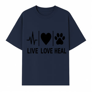 Live Love Heal Wall Art | Heartbeat Love Paw Print Inspirational Decor | Pet Lover Gift | Motivational Home Decoration - T-shirt 1758347420532.jpg