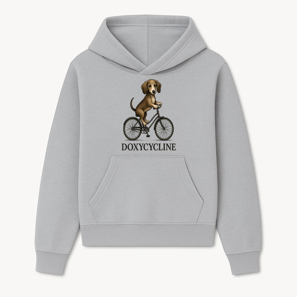 Doxycycline Dog Bicycle Art Print | Cute Dog Riding Bike Wall Decor | Pet Lover Gift | Whimsical Animal Illustration - Hoodie 1758347420601.jpg