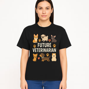 Future Veterinarian Dog Lover Cute Illustration for Kids - Animal Themed Art Print with Adorable Puppies and Paw Prints - T-shirt 1758347420611.jpg