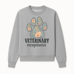 Floral Paw Print Veterinary Receptionist Sign | Pet Care Office Decor | Animal Hospital Reception Wall Art - Sweatshirt 1758347420614.jpg