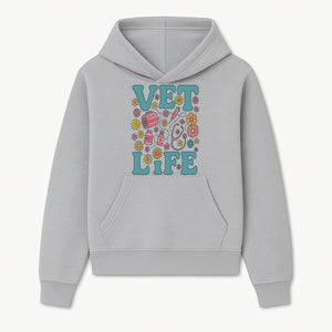 Vet Life Graphic Tee | Colorful Vet Inspired T-Shirt with Pet Icons and Flowers | Perfect Gift for Animal Lovers and Vets - Hoodie 1758347420661.jpg