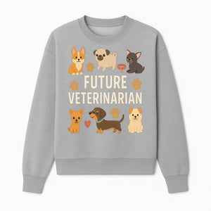 Future Veterinarian Dog Lover Cute Illustration for Kids - Animal Themed Art Print with Adorable Puppies and Paw Prints - Sweatshirt 1758347420738.jpg