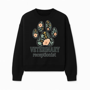 Floral Paw Print Veterinary Receptionist Sign | Pet Care Office Decor | Animal Hospital Reception Wall Art - Sweatshirt 1758347420741.jpg