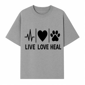 Live Love Heal Wall Art | Heartbeat Love Paw Print Inspirational Decor | Pet Lover Gift | Motivational Home Decoration - T-shirt 1758347420791.jpg