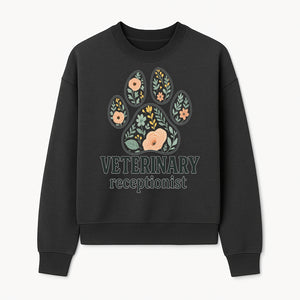 Floral Paw Print Veterinary Receptionist Sign | Pet Care Office Decor | Animal Hospital Reception Wall Art - Sweatshirt 1758347420889.jpg