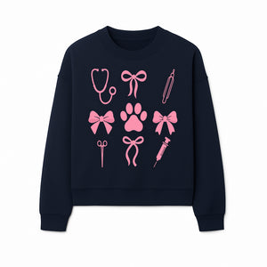 Pink Veterinary Theme Clipart | Pet Care Stethoscope, Paw Prints, Syringe & Bows | Cute Digital Graphics for Animal Lovers - Sweatshirt 1758347420979.jpg