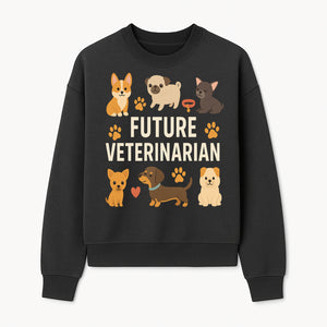 Future Veterinarian Dog Lover Cute Illustration for Kids - Animal Themed Art Print with Adorable Puppies and Paw Prints - Sweatshirt 1758347421003.jpg