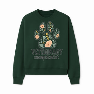 Floral Paw Print Veterinary Receptionist Sign | Pet Care Office Decor | Animal Hospital Reception Wall Art - Sweatshirt 1758347421042.jpg