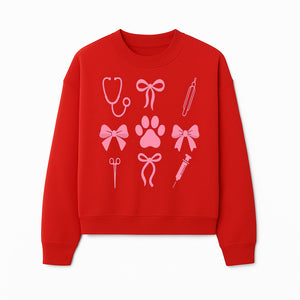 Pink Veterinary Theme Clipart | Pet Care Stethoscope, Paw Prints, Syringe & Bows | Cute Digital Graphics for Animal Lovers - Sweatshirt 1758347421104.jpg