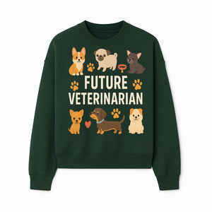 Future Veterinarian Dog Lover Cute Illustration for Kids - Animal Themed Art Print with Adorable Puppies and Paw Prints - Sweatshirt 1758347421115.jpg