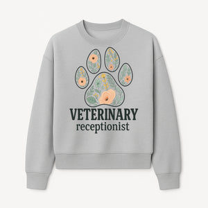 Floral Paw Print Veterinary Receptionist Sign | Pet Care Office Decor | Animal Hospital Reception Wall Art - Sweatshirt 1758347421173.jpg