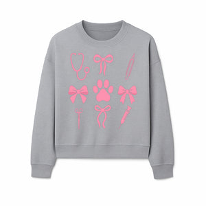 Pink Veterinary Theme Clipart | Pet Care Stethoscope, Paw Prints, Syringe & Bows | Cute Digital Graphics for Animal Lovers - Sweatshirt 1758347421216.jpg