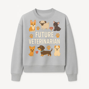 Future Veterinarian Dog Lover Cute Illustration for Kids - Animal Themed Art Print with Adorable Puppies and Paw Prints - Sweatshirt 1758347421245.jpg