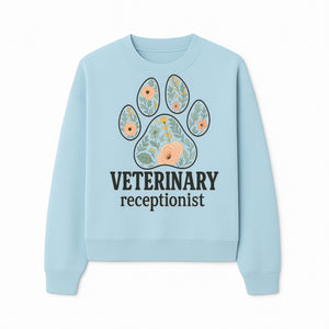 Floral Paw Print Veterinary Receptionist Sign | Pet Care Office Decor | Animal Hospital Reception Wall Art - Sweatshirt 1758347421302.jpg