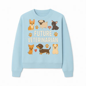 Future Veterinarian Dog Lover Cute Illustration for Kids - Animal Themed Art Print with Adorable Puppies and Paw Prints - Sweatshirt 1758347421393.jpg