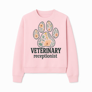 Floral Paw Print Veterinary Receptionist Sign | Pet Care Office Decor | Animal Hospital Reception Wall Art - Sweatshirt 1758347421447.jpg