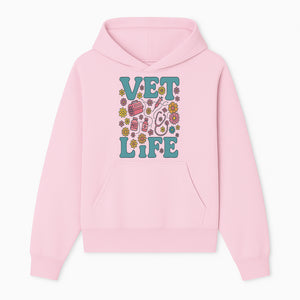 Vet Life Graphic Tee | Colorful Vet Inspired T-Shirt with Pet Icons and Flowers | Perfect Gift for Animal Lovers and Vets - Hoodie 1758347421518.jpg
