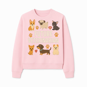 Future Veterinarian Dog Lover Cute Illustration for Kids - Animal Themed Art Print with Adorable Puppies and Paw Prints - Sweatshirt 1758347421545.jpg