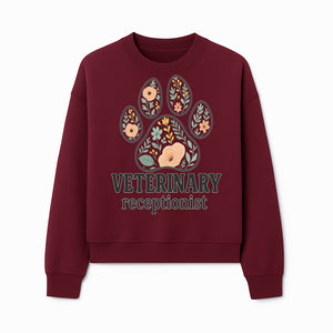 Floral Paw Print Veterinary Receptionist Sign | Pet Care Office Decor | Animal Hospital Reception Wall Art - Sweatshirt 1758347421594.jpg