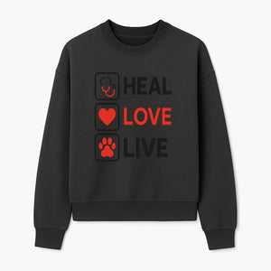 Stethoscope Wall Art - Heal, Love, Live Neon Sign - Inspirational Decor for Medical Professionals and Animal Lovers - Sweatshirt 1758347421644.jpg